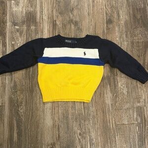 Boy's Polo Ralph Lauren Pullover Sweater Blue/Yellow Stripe - Size S/M 3m -12 M